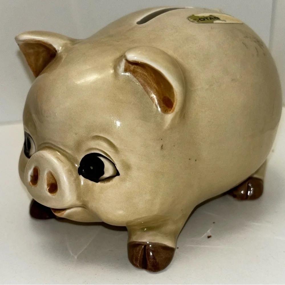 Otagiri OMC Japan vintage ceramic piggy bank /coin bank with adorable expression - Picture 1 of 8